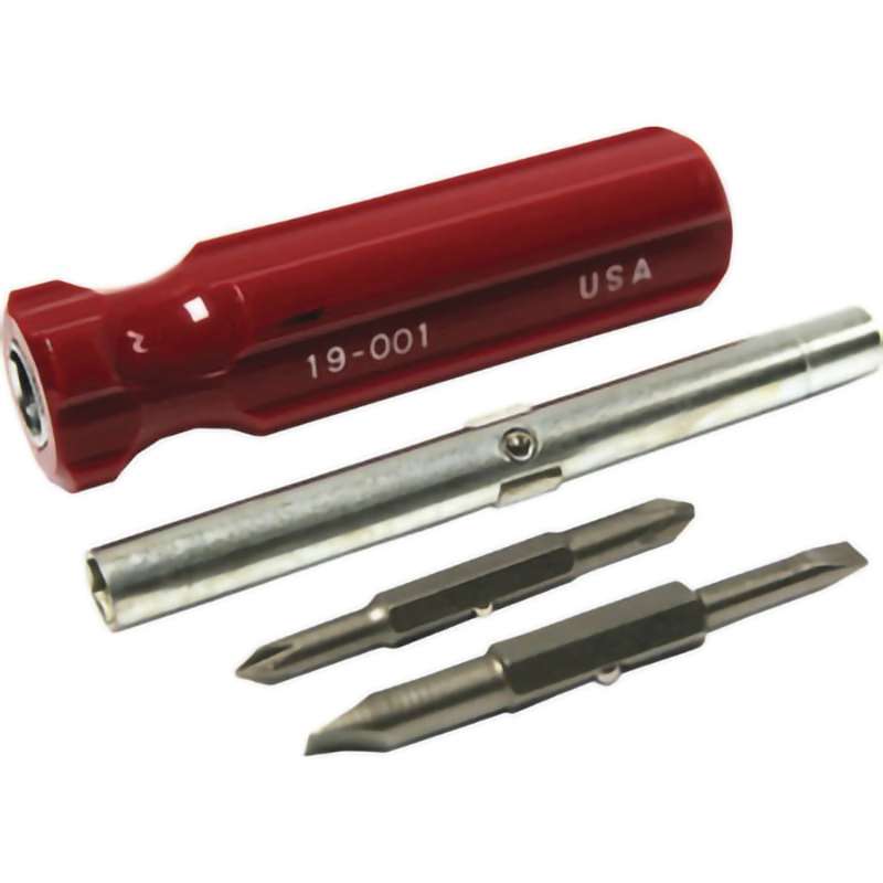 Screwdriver, 6-in-1, Double-Ended Phillps, Slotted Bits, Nutdriver Shaft